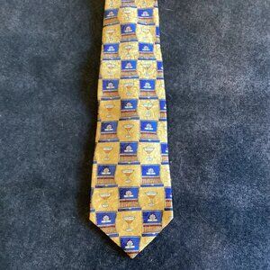 VTG Louis Feraud Martini Silk Tie Gold & Blue